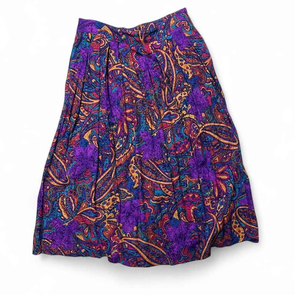 Sag Harbor Purple Paisley A-Line Skirt